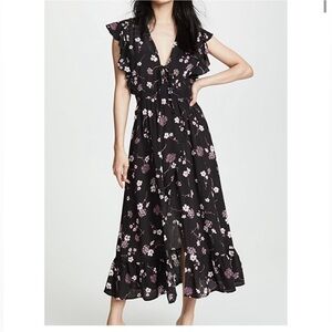 ❤️❤️ MINKPINK Night Garden Maxi Faux Wrap Floral Black Dress❤️❤️